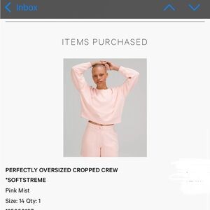 Lululemon Perfectly Oversized Cropped Crew Softstreme Pink Mist